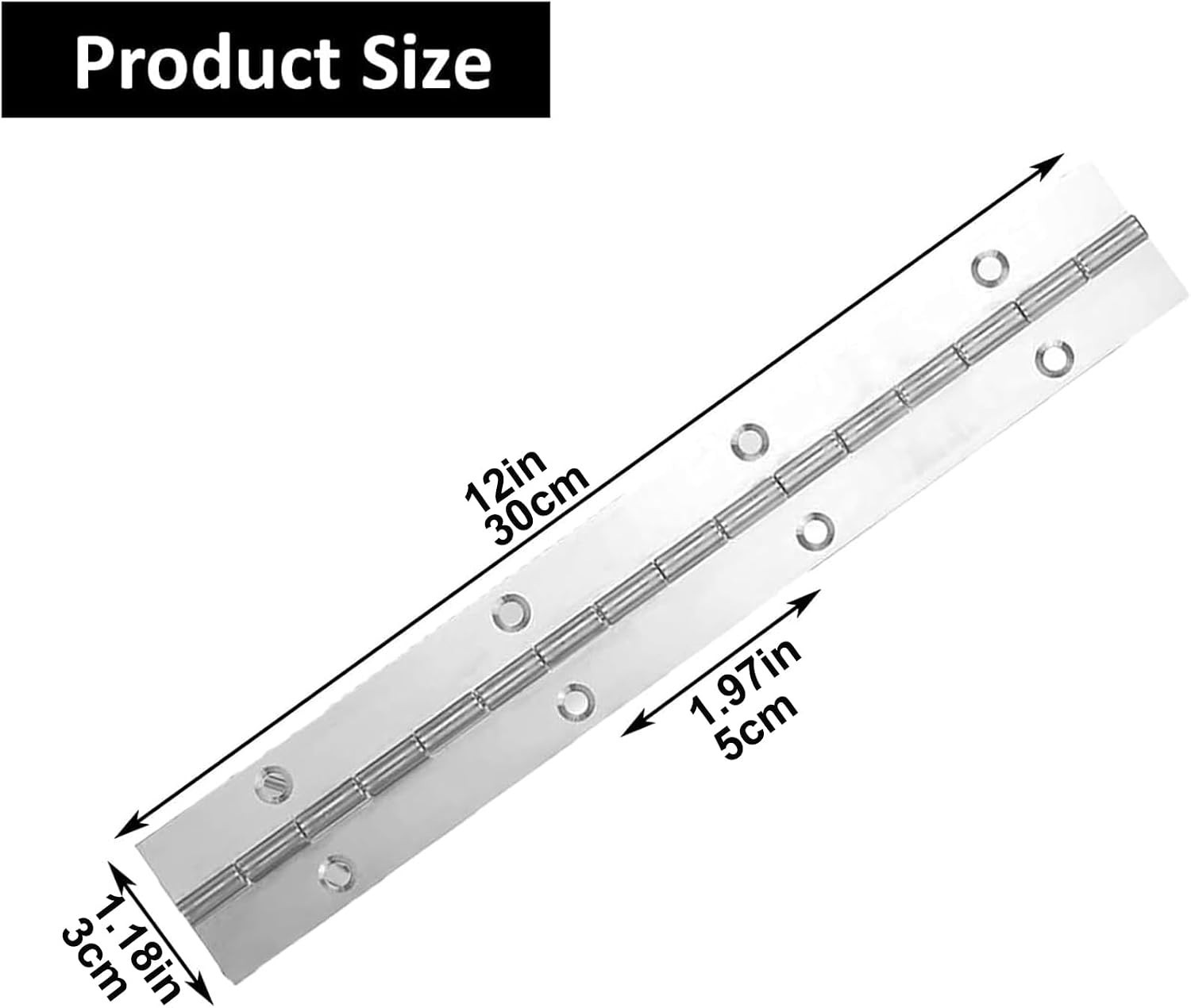 Polished Stainless Steel Piano Hinges – 12 Inch, 4 Pack for Easy Installation