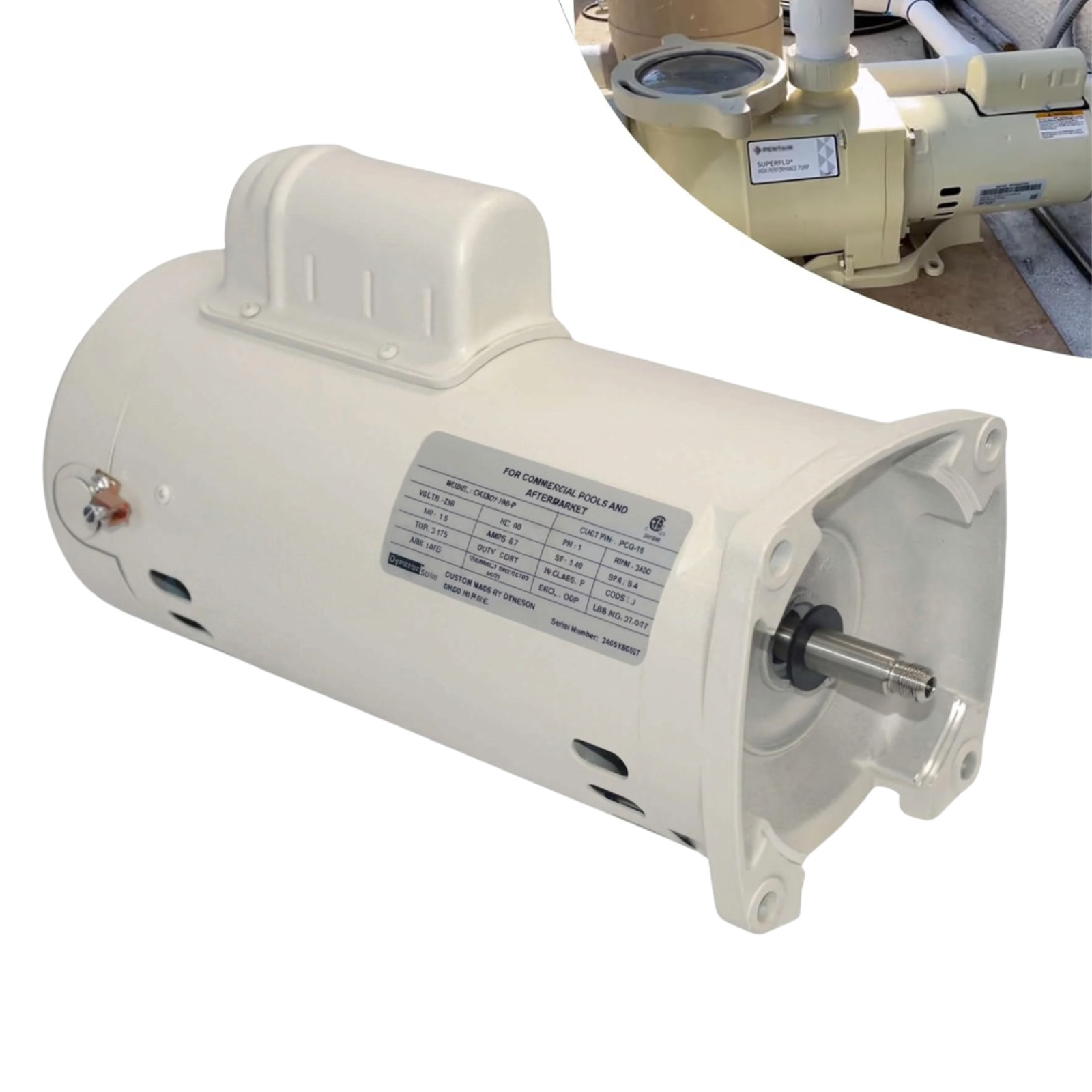 355014S Dyneson Pool Pump Motor 2 HP Compatible with Pentair Whisperflo Pumps