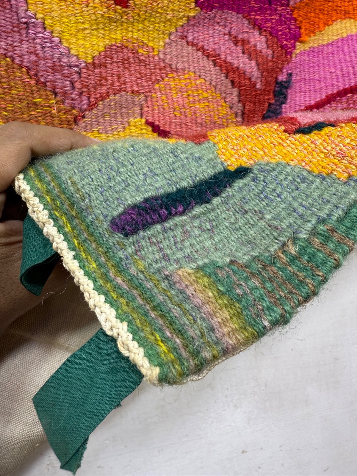 Vintage Beautiful Hand Woven Wool Weaving Tapestry Kilim Rug 50×41 Cm