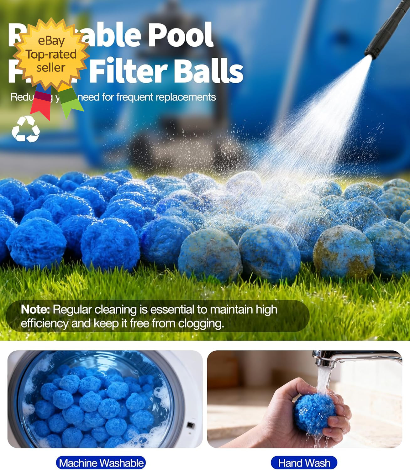 3.5 Lbs Pool Filter Balls for Sand Pump Reusable Blue Pool Filter Media Balls