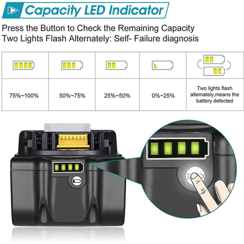 8000mAh For Makita Battery 18V 8.0Ah BL1830B BL1840B BL1850B BL1860B Li-Ion LXT