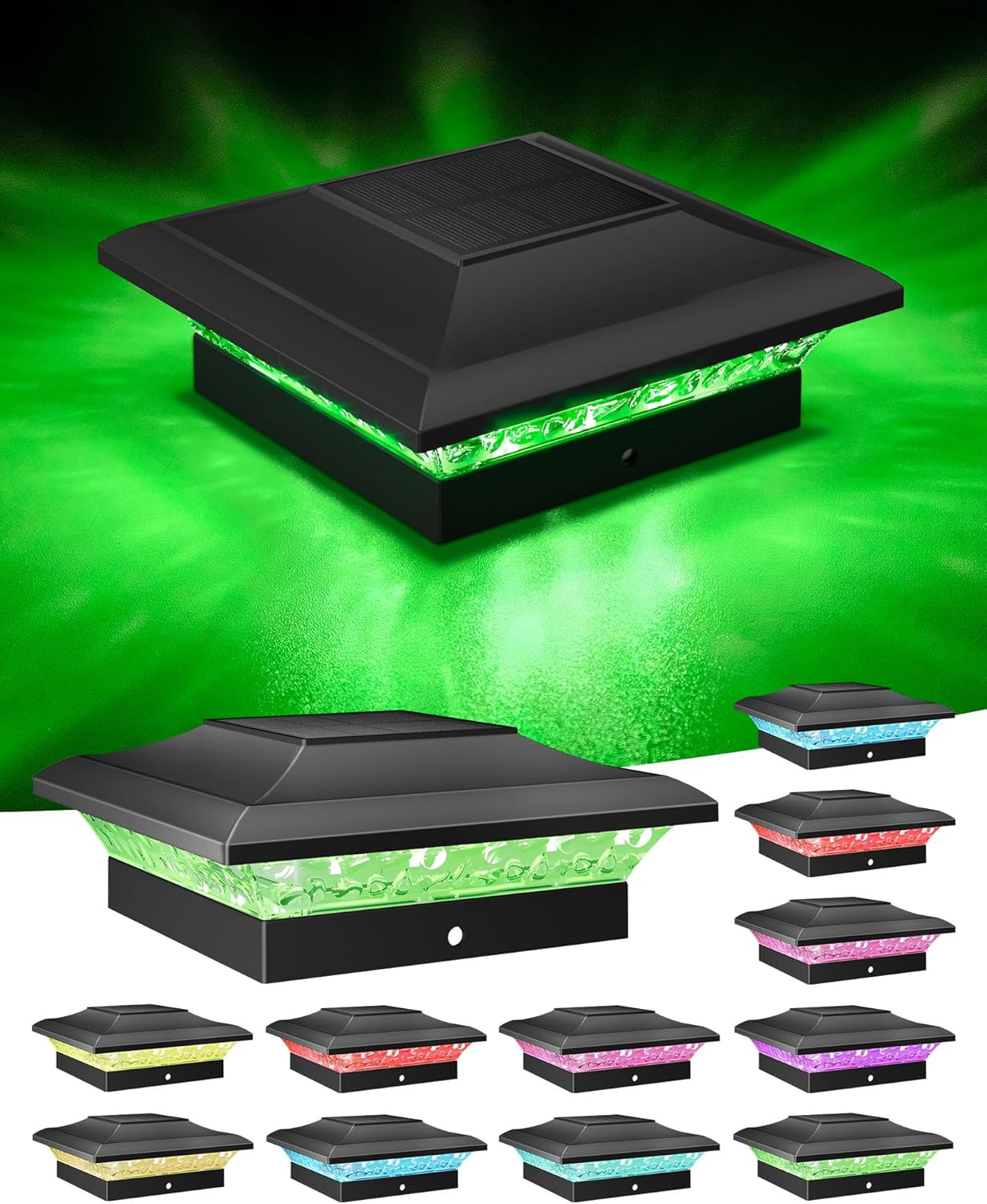 T-SUN Solar Post Cap Lights with Auto-Change Colors- for Vinyl/Wooden Posts IP65