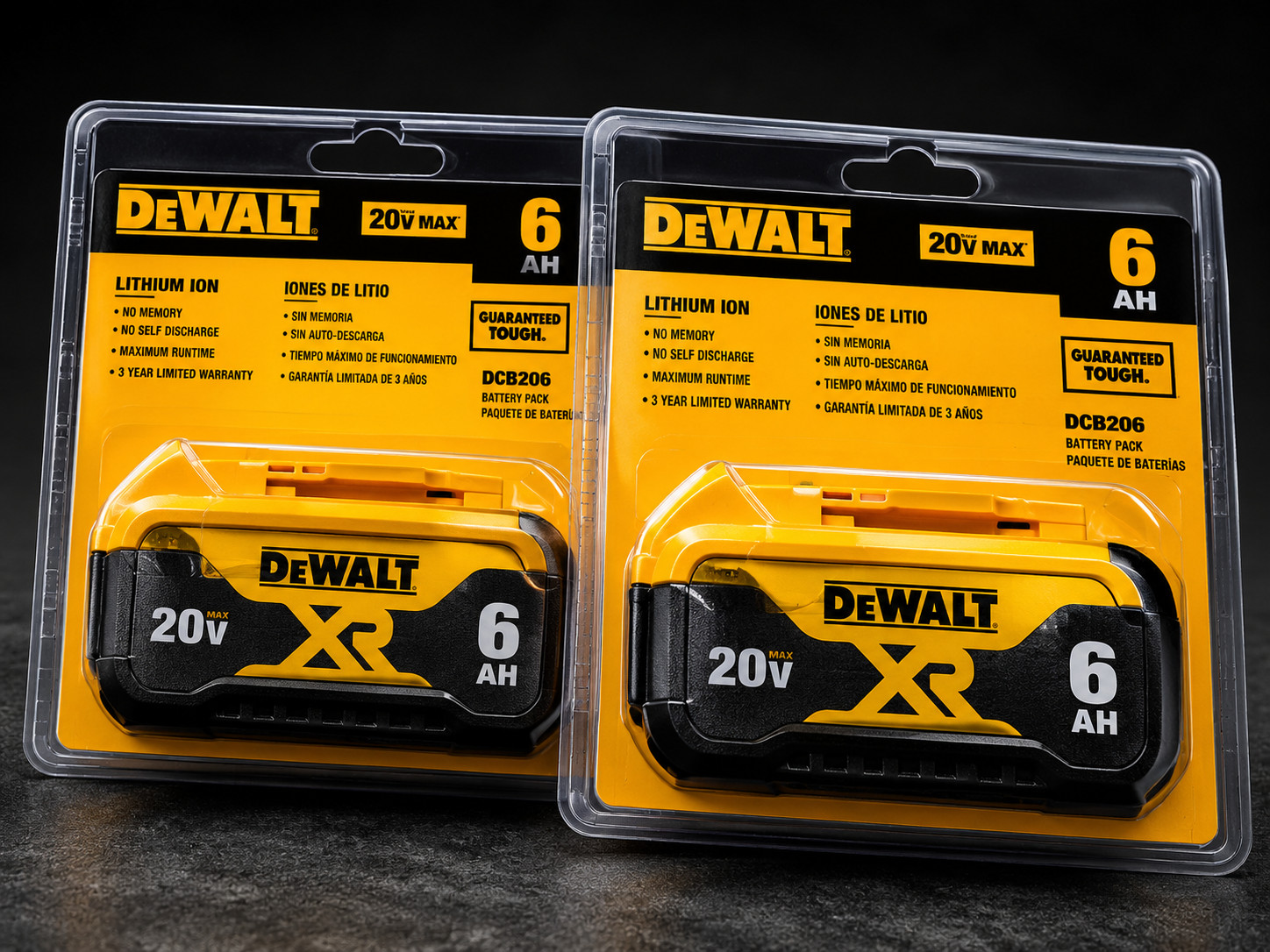 2X New Dewalt DCB206 20V Max XR 6.0Ah Lithium Ion Batteries Li-ion DCB206-2