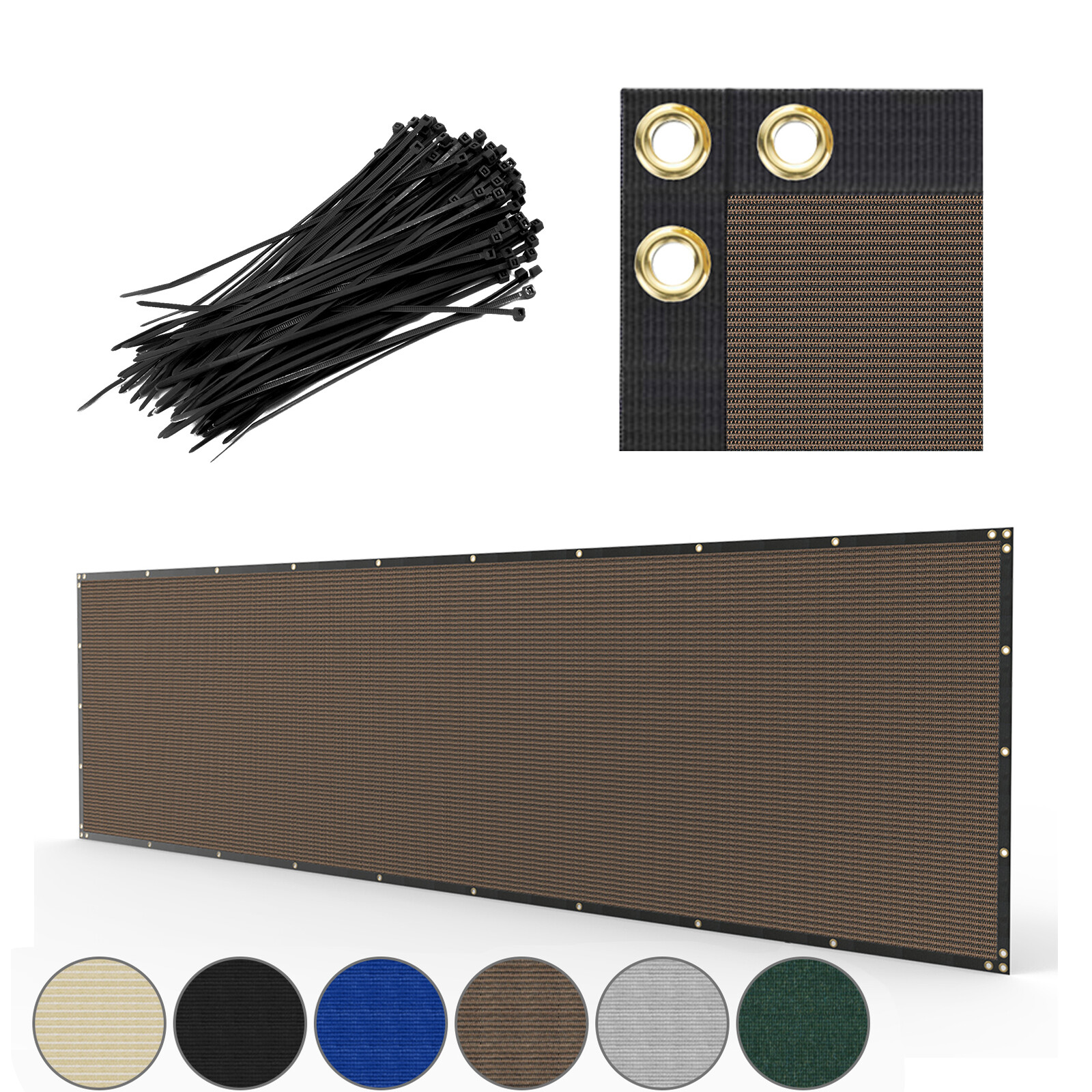 Fence Privacy Screen Cover Mesh Garden Yard 4′ 5′ 6′ 8′ Black Green Beige Brown
