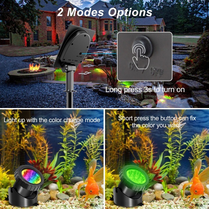 T-SUN 2 IN 1 Solar Pond Lights RGB Outdoor Landscape Underwater Fountain Lamps