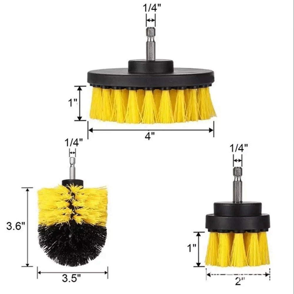 Drill Brushes Set 3pcs Tile Grout Power Scrubber Cleaner Spin Tub Shower Wall