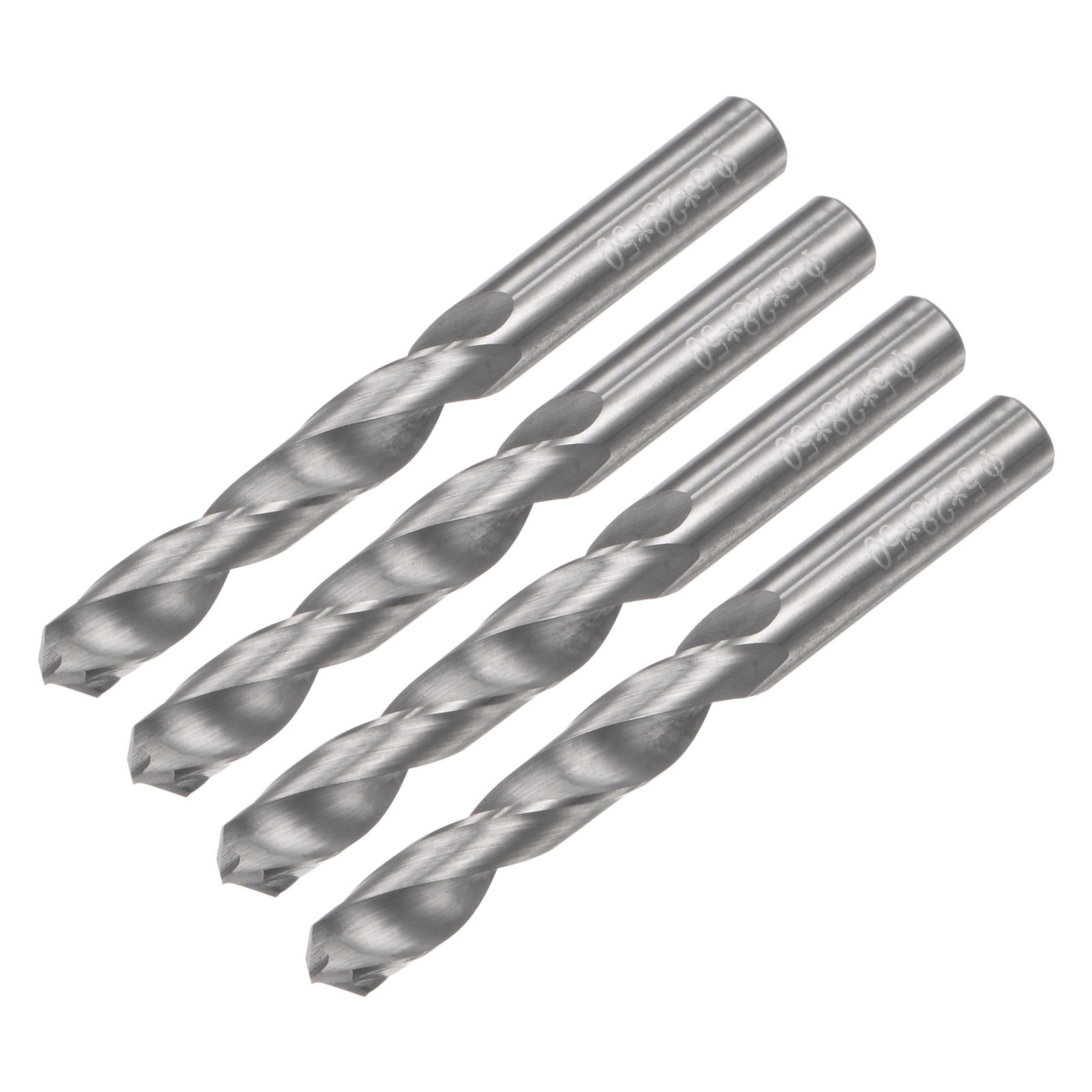 4pcs 5mm C2/K20 Tungsten Carbide Straight Shank Spiral Flutes Twist Drill Bits