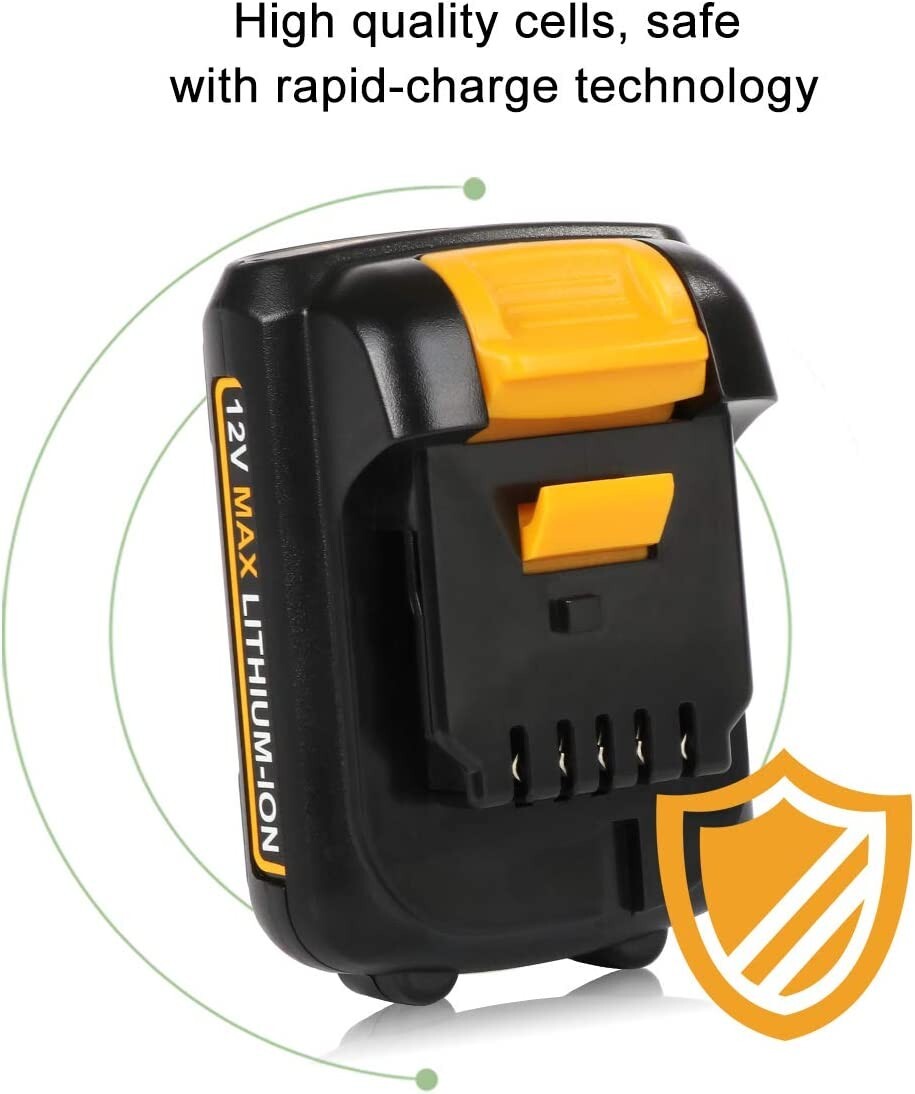 2X 12V 3.0Ah 12 Volt XR Max Lithium-Ion Battery For Dewalt DCB127 DCB120 DCB101