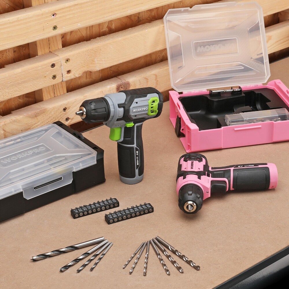 WORKPRO Cordless Power Drill Set 8V Drill Driver 2.0Ah Electric Screwdriver Kits