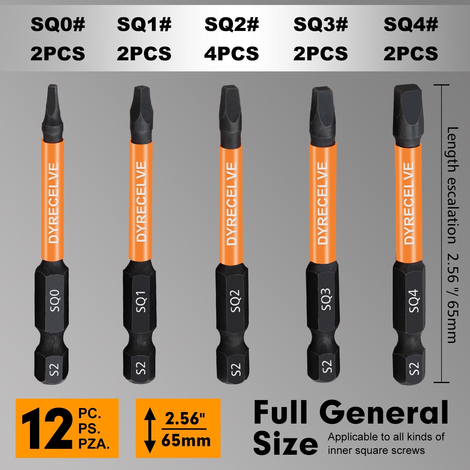 12-Pack Square Drive Bits- PREMIUM S2 Alloy Steel Square Bit Set Magnetic Hea…