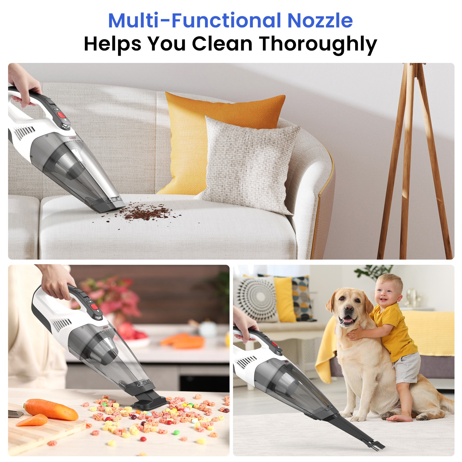 Handheld Cordless Vacuum Cleaner 25KPA Portable 120W HEPA Filter Home Car Pet