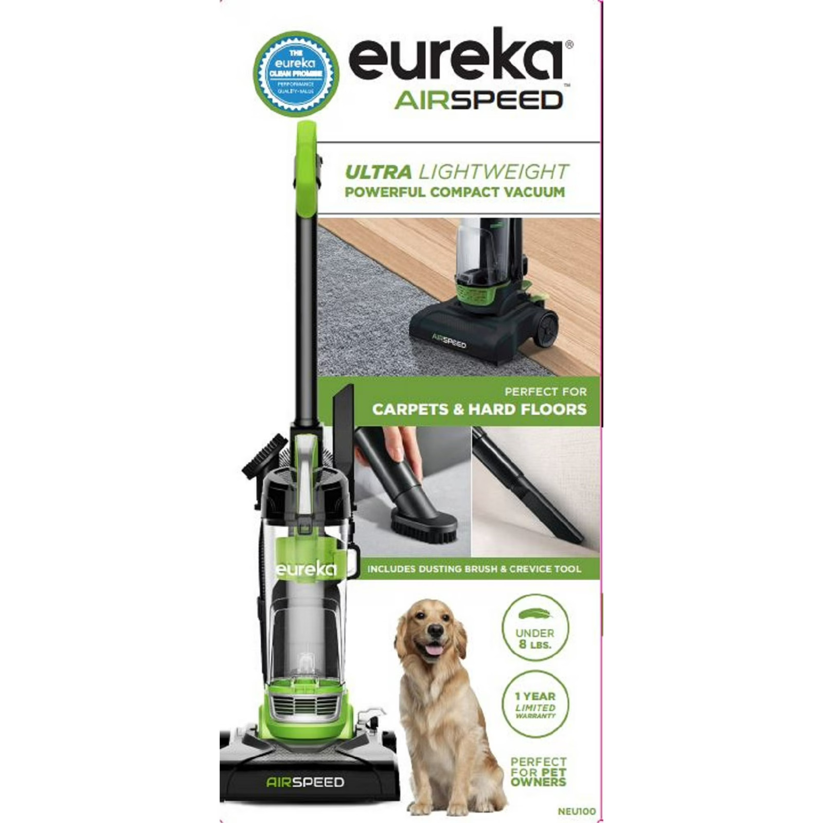 Eureka Airspeed Bagless Upright Vacuum Cleaner Compact and Lightweight, NEU100