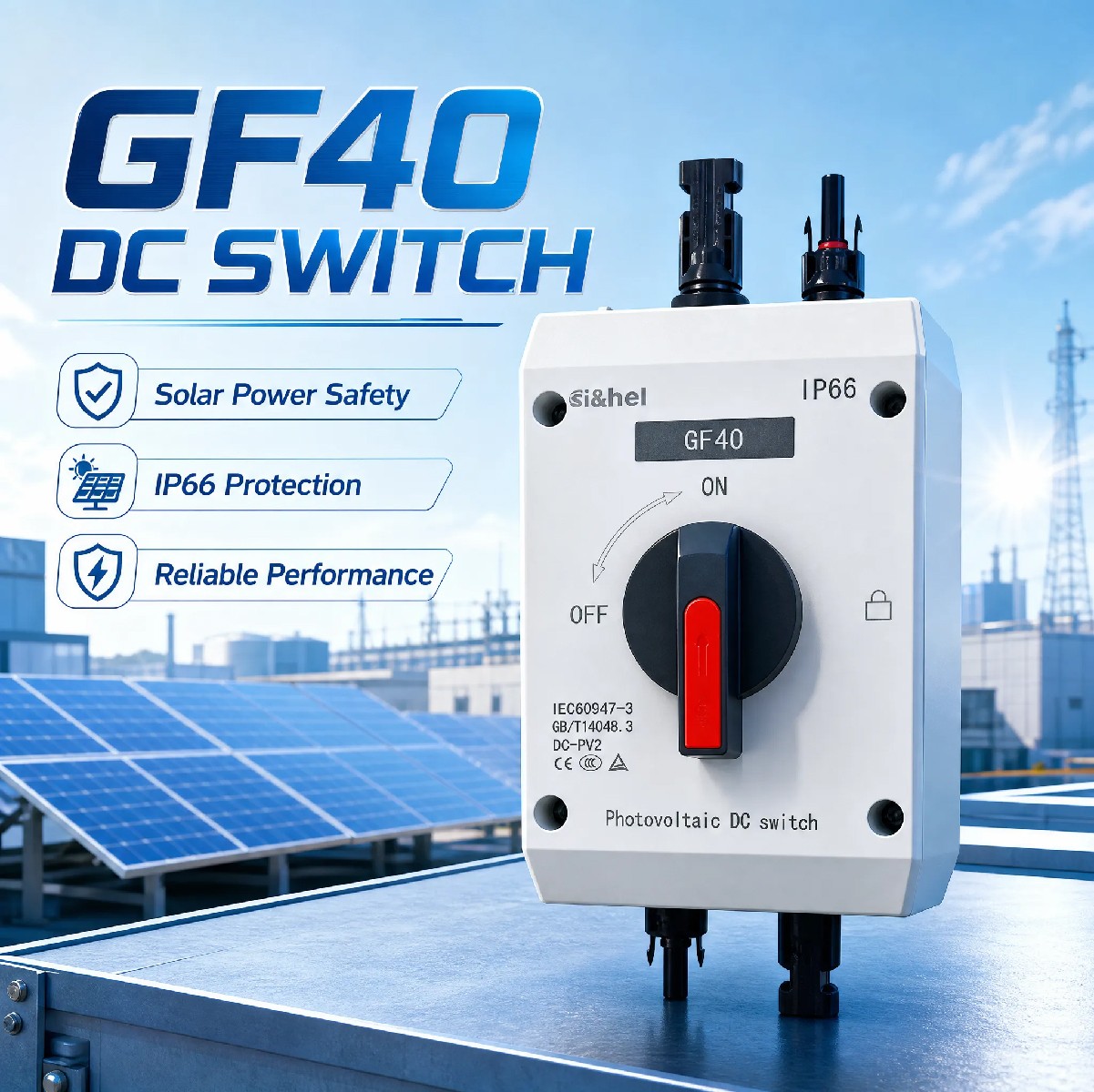 NEW Photovoltaic Isolator Electrical Solar Switch Waterproof IP66 PV 32A DC1200V