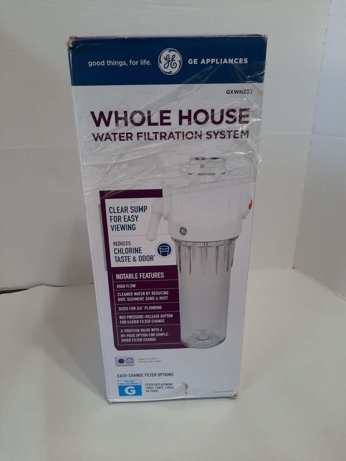 GE High Flow Whole House Water Filtration GXWH20T Reduces Chlorine Taste / Odor