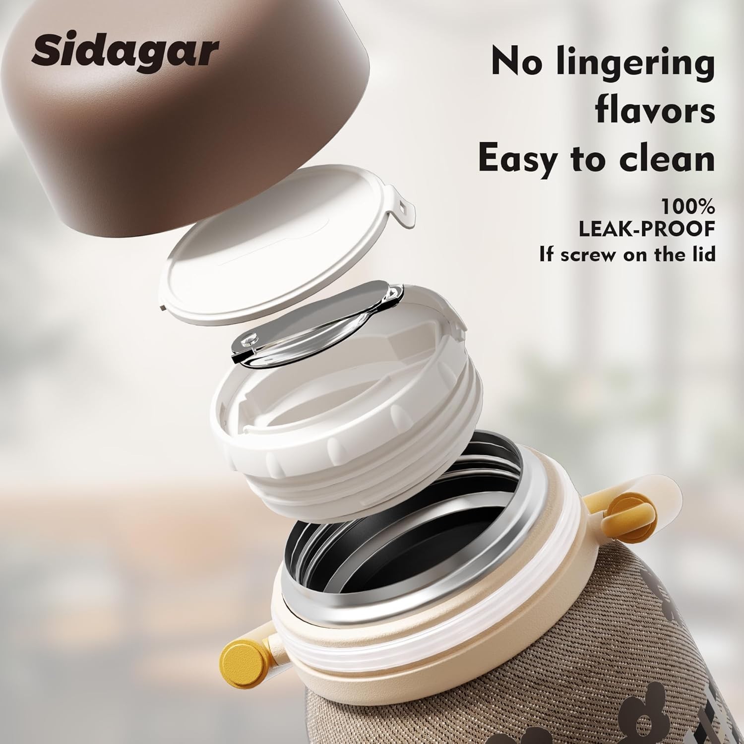 Sidagar 24 oz Insulated Food Container 12h Heat Retention with Foldable Spoon