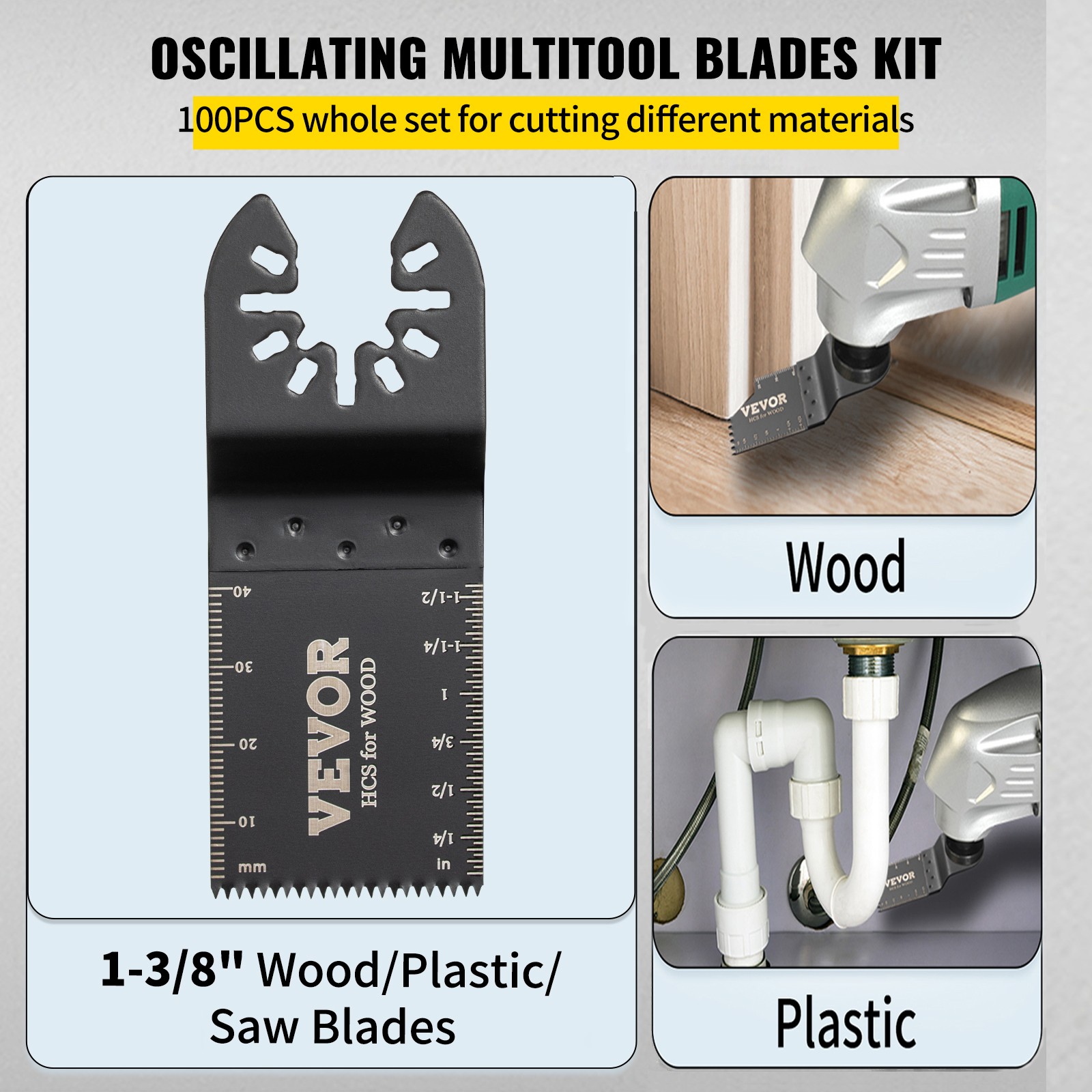 VEVOR Oscillating Multi Tool Saw Blades Multi Tool Blades 100PCS for Wood Metal
