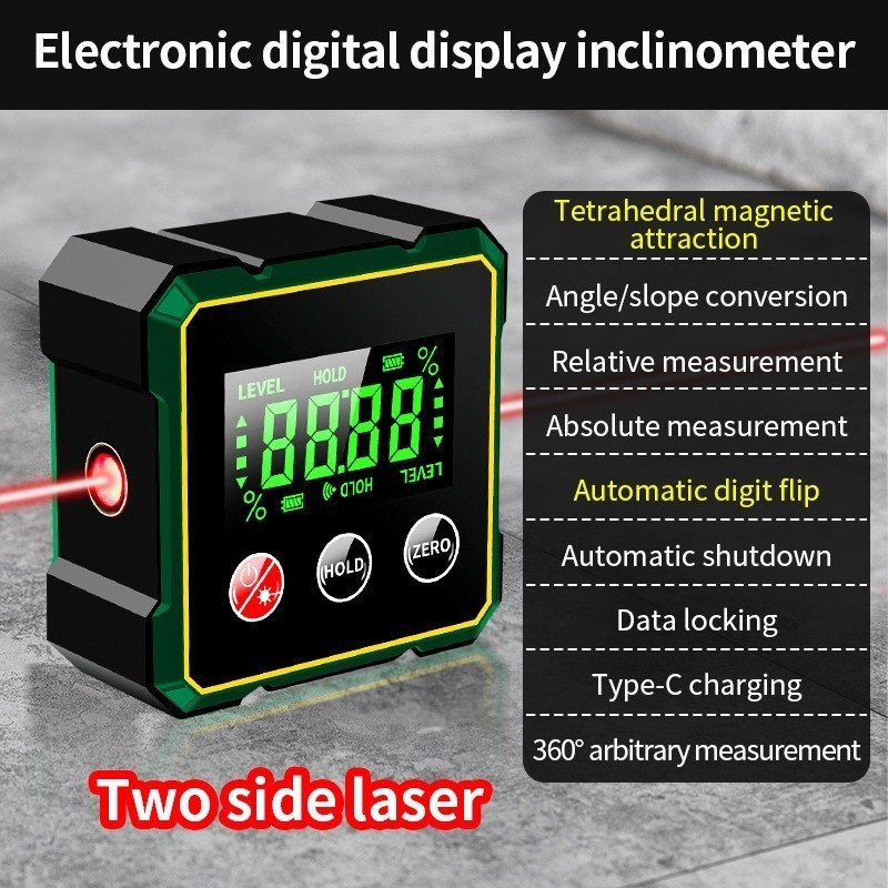 Digital Angle Finder with Electronic Laser 4-side Strong Magnetic Angle Gauge