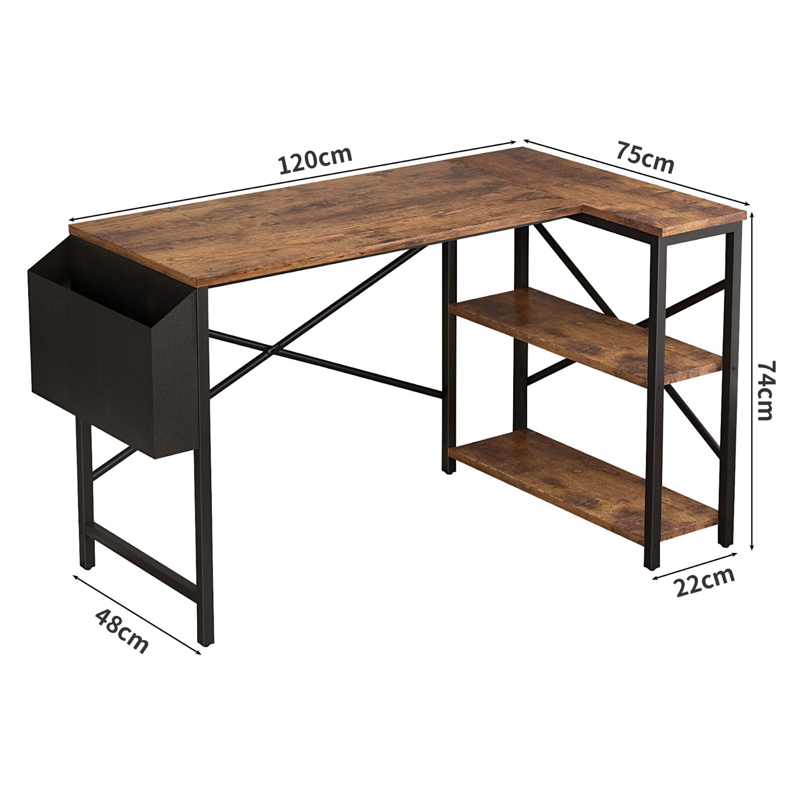 L Shaped Corner Desk w/Bookshelf Reversible Corner Desk For Home Office Study