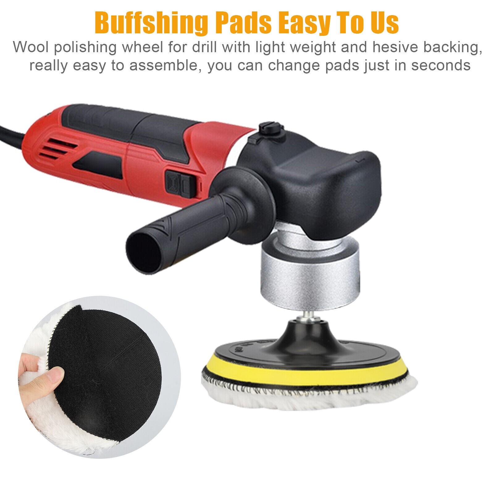 5PCS 6″ Buffing Polishing Pad Wool Wheel Mop Kit For Car Polisher Drill Adapter