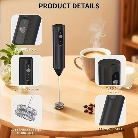 Electric Milk Frother Handheld Drink Foamer Coffee Mixer Egg Beater Double Whisk