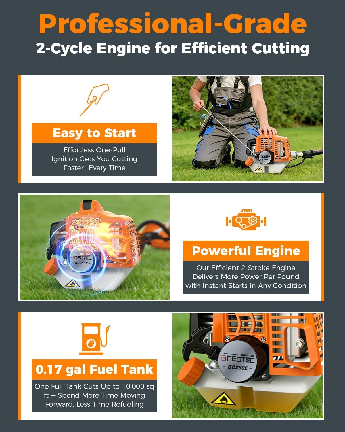 26CC 4 in 1 Brush Cutter 2-Stroke Weed Eater Wacker Gas Powered String Trimmer