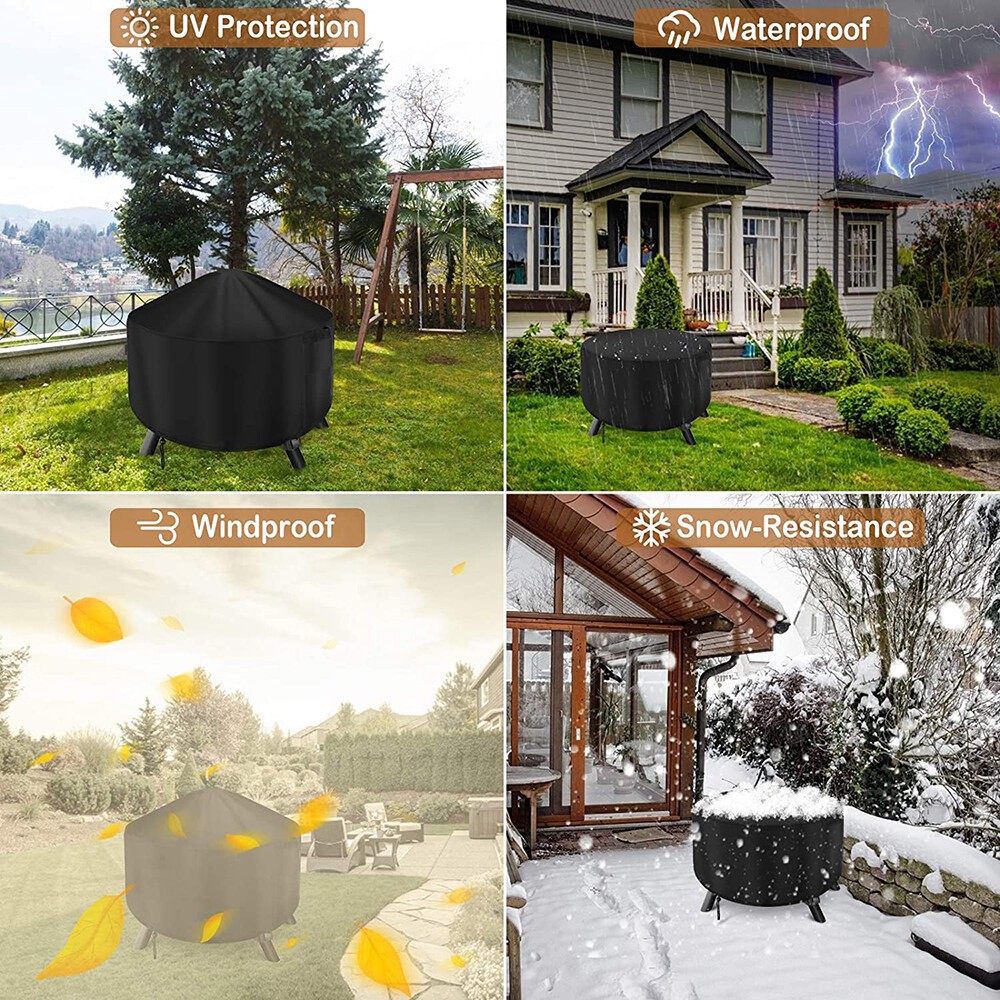 32-inch Patio Round Fire Pit Cover Waterproof UV Sun Protector Grill BBQ Covers