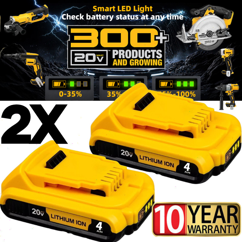 2Pack For DeWalt 20V 20 Volt Max XR 3.0AH Lithium Battery DCB206-2/Dual Charger