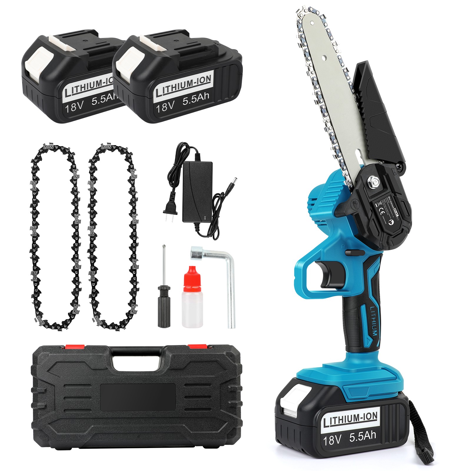 6″ Mini Cordless Electric Chainsaw Handheld w/ 2x 5.5Ah Battery for Makita 18V