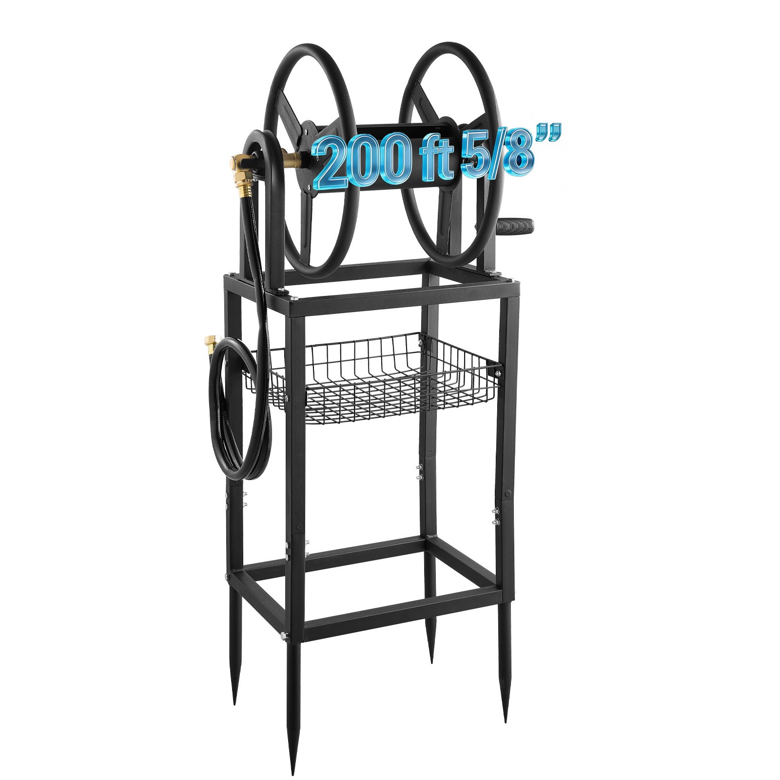 Uimoso Wall-Mounted Garden Hose Reel Freestanding 200 ft 5/8-inch Hose Backyard