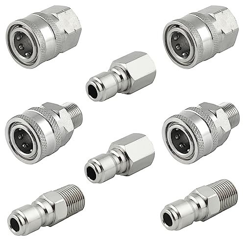 Pressure Washer Quick Connect Fittings 3/8 Inch NPT Stainless Steel 8 Piece