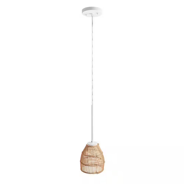 (4) 6.7 in. Natural Brown Bamboo Cone Shaped Pendant Shade with 2.25 in. New