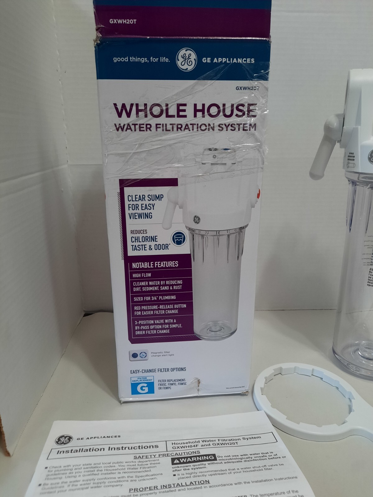 GE High Flow Whole House Water Filtration GXWH20T Reduces Chlorine Taste / Odor