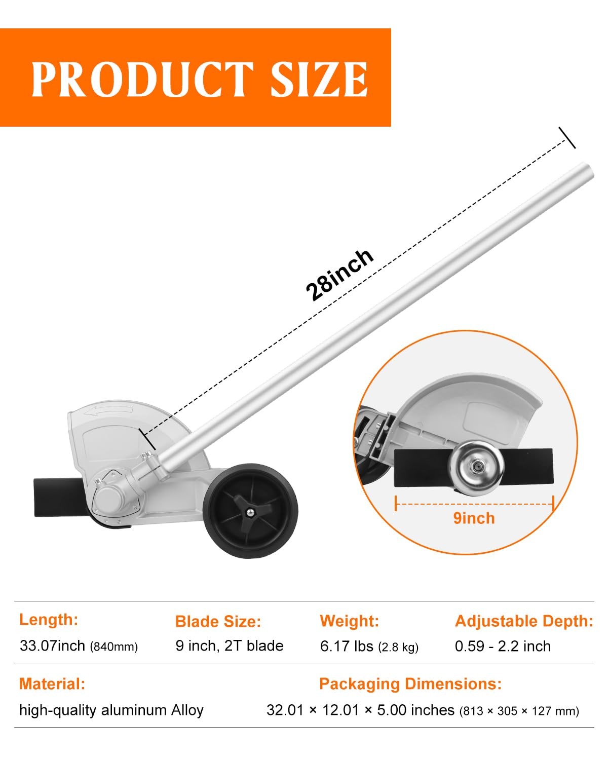 Upgraded Edger Attachment lawn tool 9″ 2T Lawn Edger Universal 2.2″ Depth