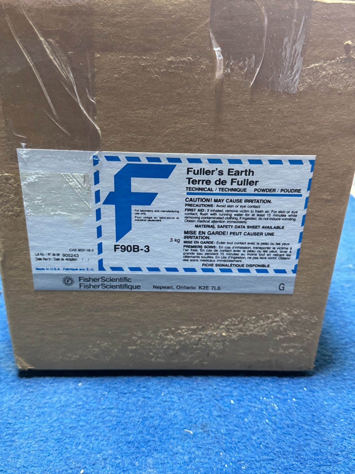 Fisher Scientific F90B-3 Fuller’s Earth Technical Powder 2.6 kg CAS 8031-18-3