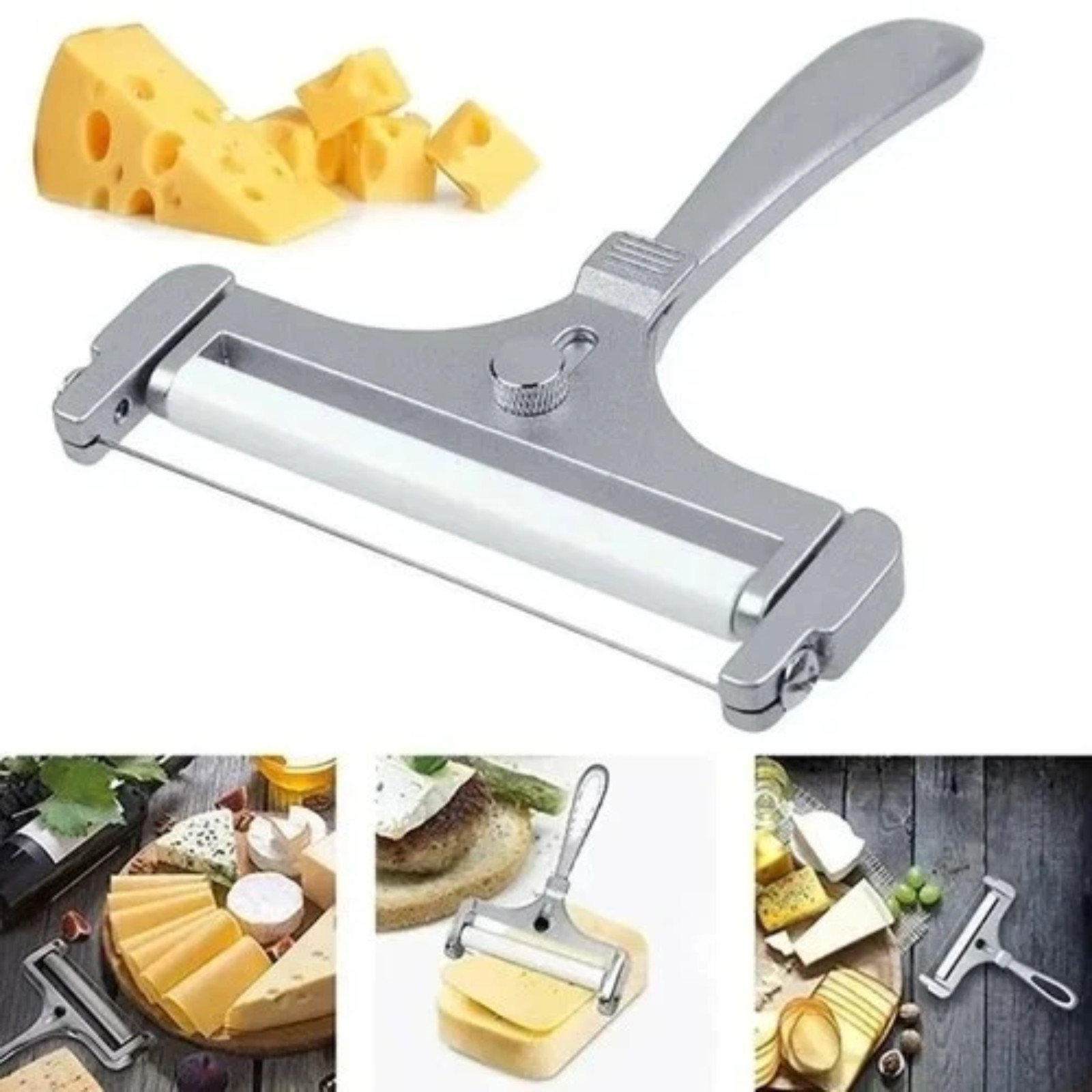 Stainless Steel Adjustable Cheese Slicer Wire Cutter for Thick or Thin Slices