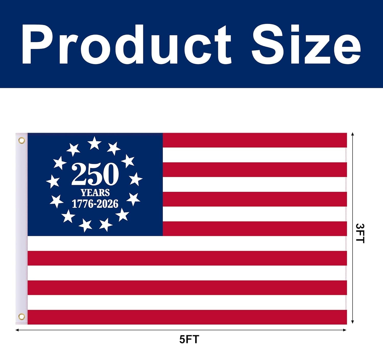 EBaokuup 2 Pcs USA 250th Anniversary Flag, 3 x 5 Ft Double-Sided 1776-2026 Patri