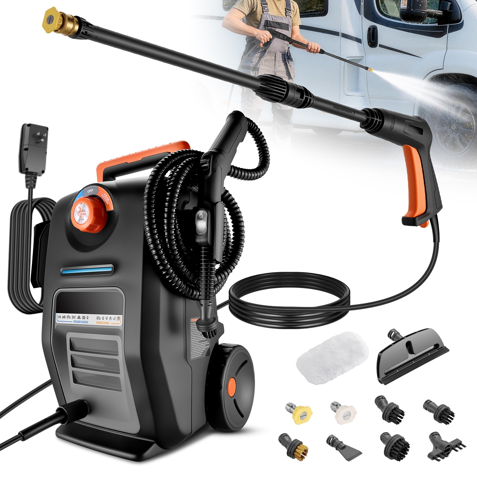 High Pressure Steam Cleaner & Washer 3000 PSI 2GPM 1500W 120V Multi-Purpose
