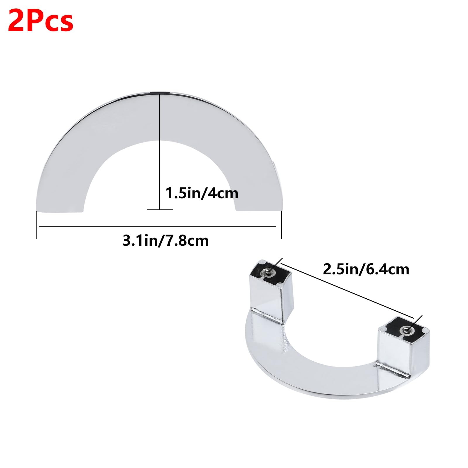 2 PCS 2.5in Semicircle Nickel Brushed Cabinet Handles Wardrobe Drawer Pulls