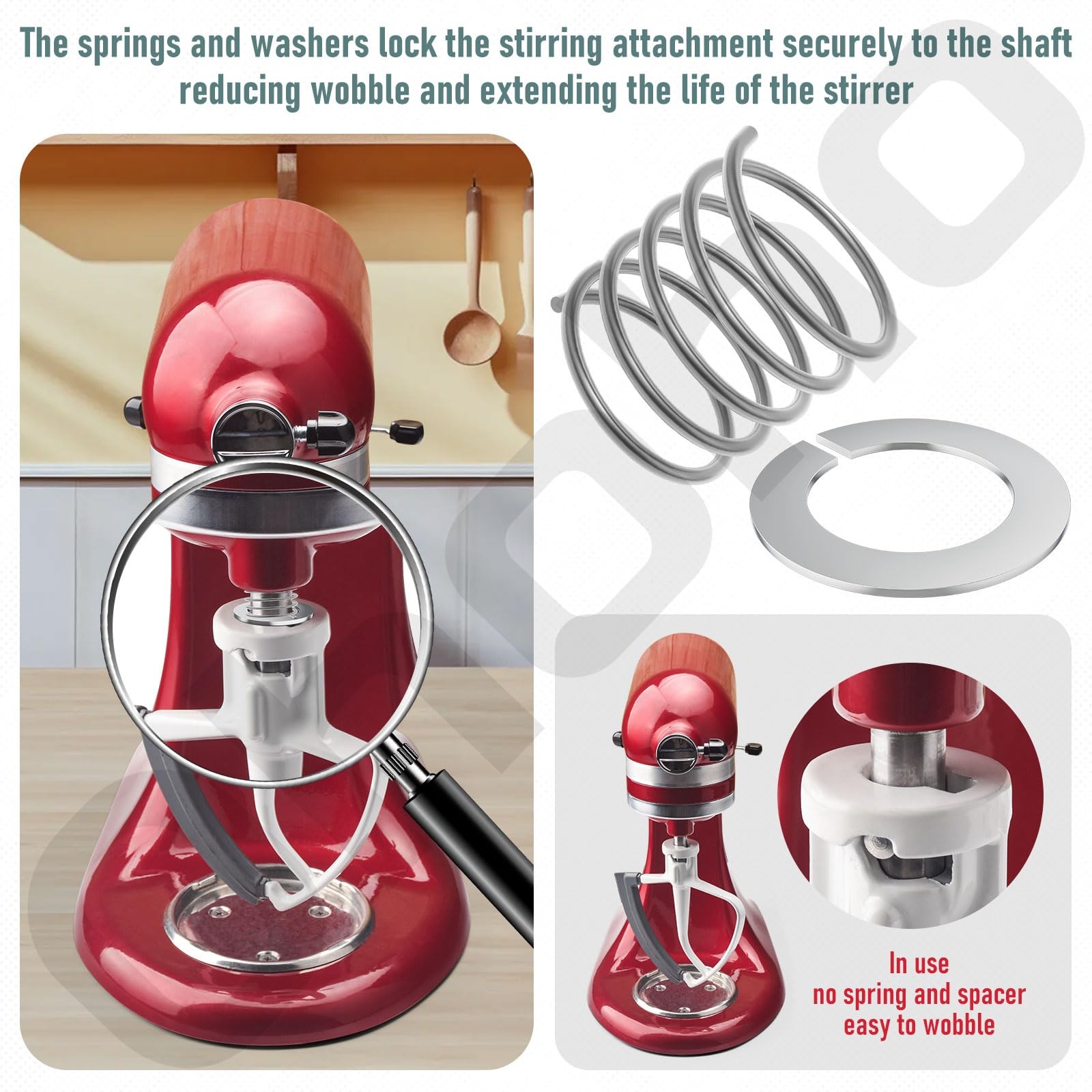 304 Stainless Steel Spring and Washer for Kitchenaid Mixers 3.5 Quarts silver