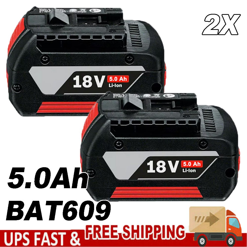 2X 18V 5.0Ah for Bosch 18 Volt Li-ion Battery BAT609 BAT610G BAT618 24618-01 NEW