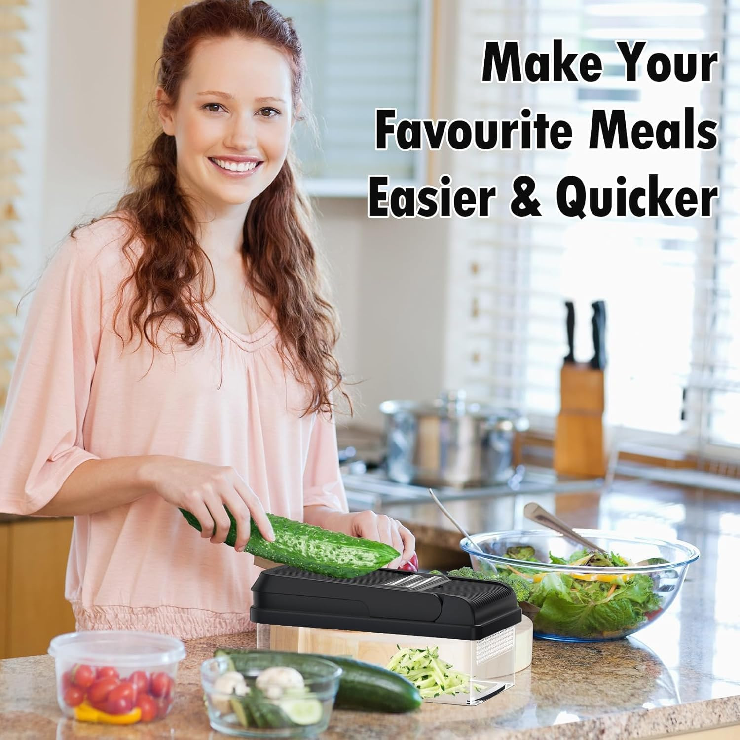 12-in-1 Vegetable Chopper Kitchen Gadget w/ 7 Blades Onion Cutter
