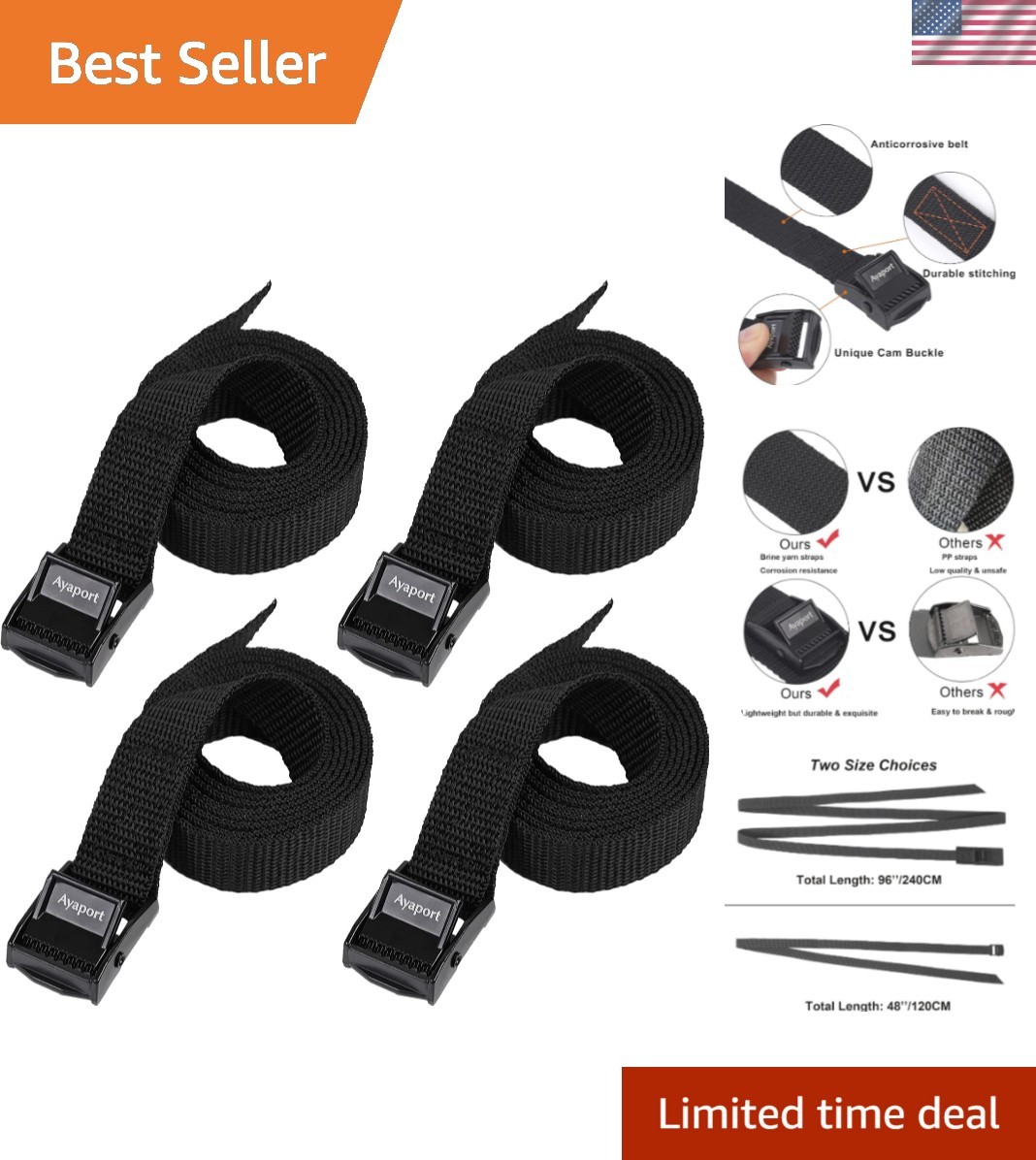 Lightweight 260lbs Capacity Ayaport Adjustable Straps – Perfect for All Loads