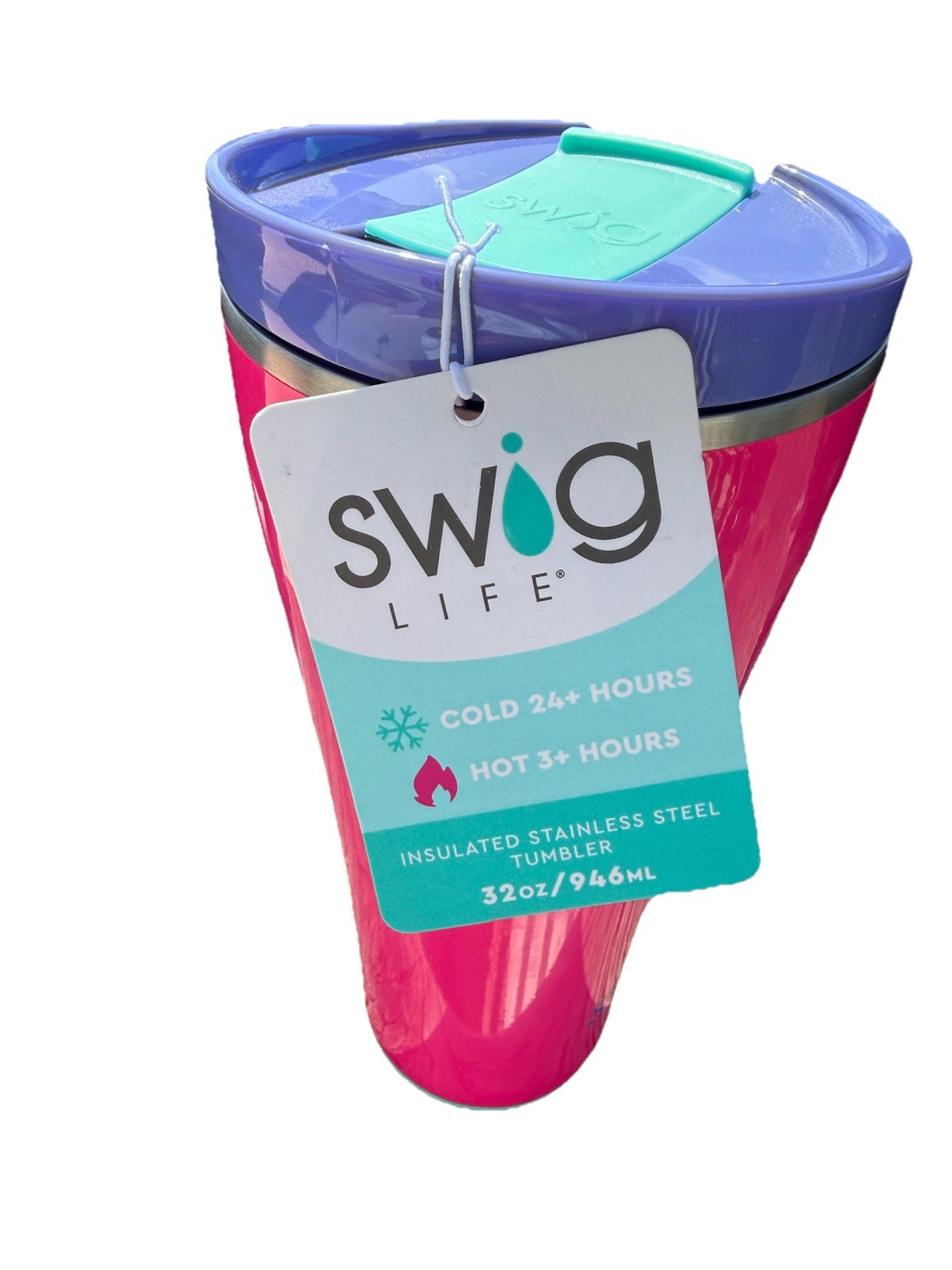 Swig Life Insulated Stainless Steel Tumbler Pink 32 oz Hot 3+ Hrs Cold 24+ Hrs