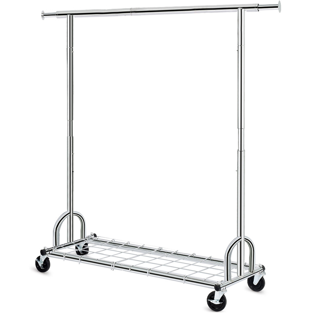 3 in 1 450lbs Collapsible Rolling Heavy Duty Clothing Garment Rack with Shelves