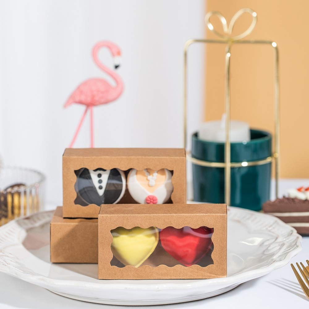 Macaron Boxes for 2 Macarons 50 PCS 4.17×2.16×1.37 inch Containers