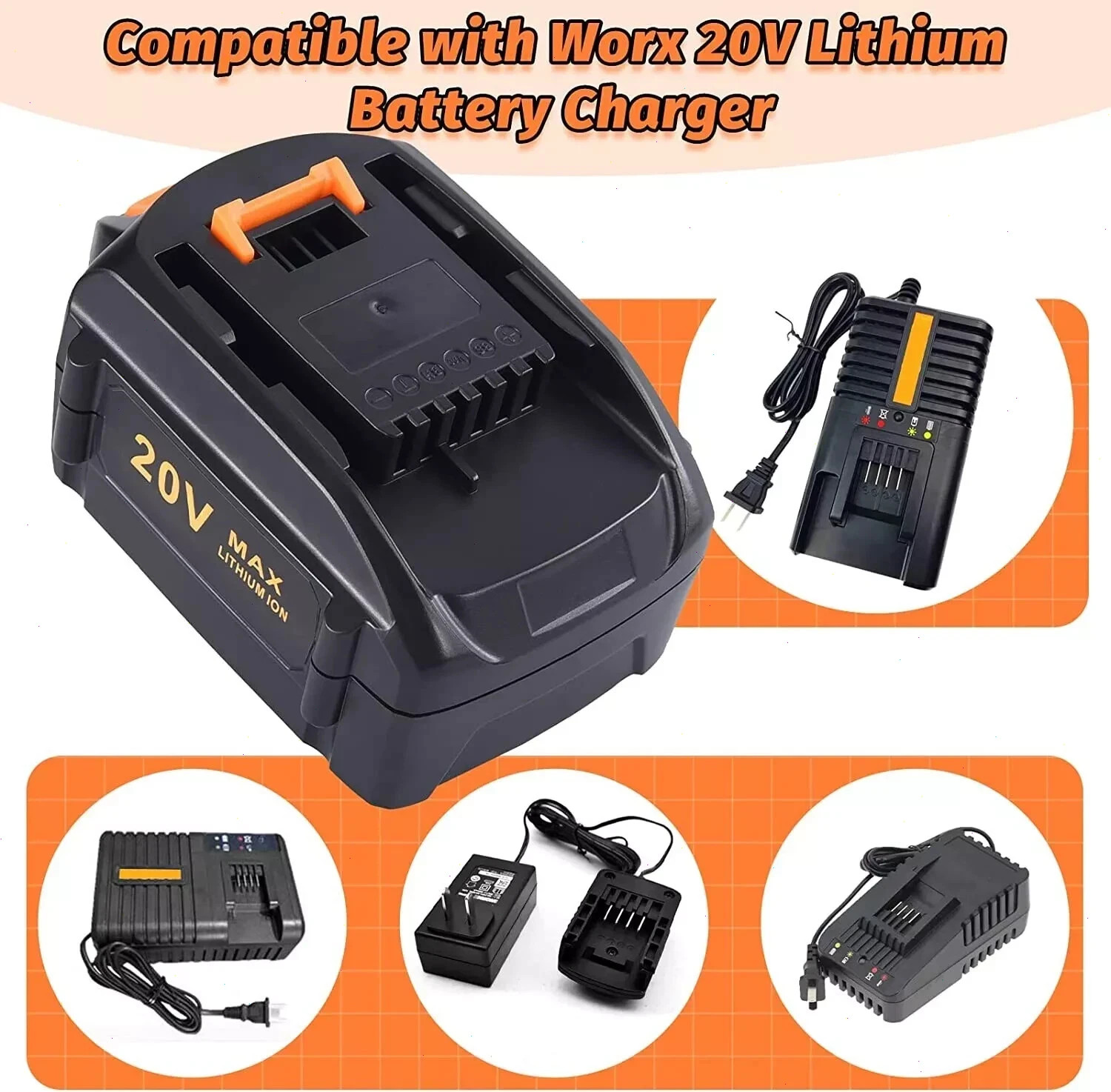 2PACK 8.0Ah For WORX 20V 8AH MAX Extend Lithium-Ion Battery WA3525 WA3575 WA3520