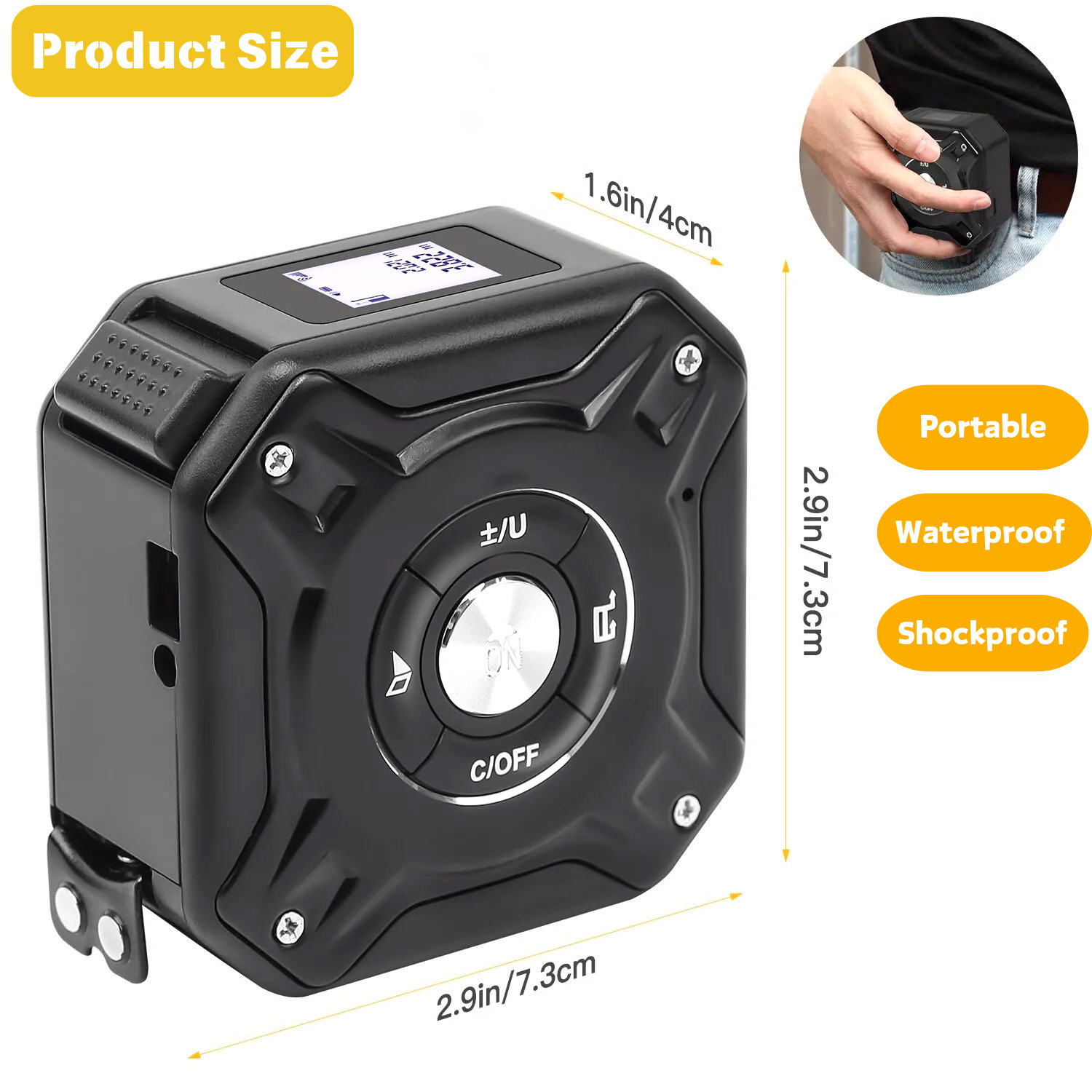 2 in 1 Digital Laser Tape Measure 130ft/40m Laser Distance Display On LCD Screen