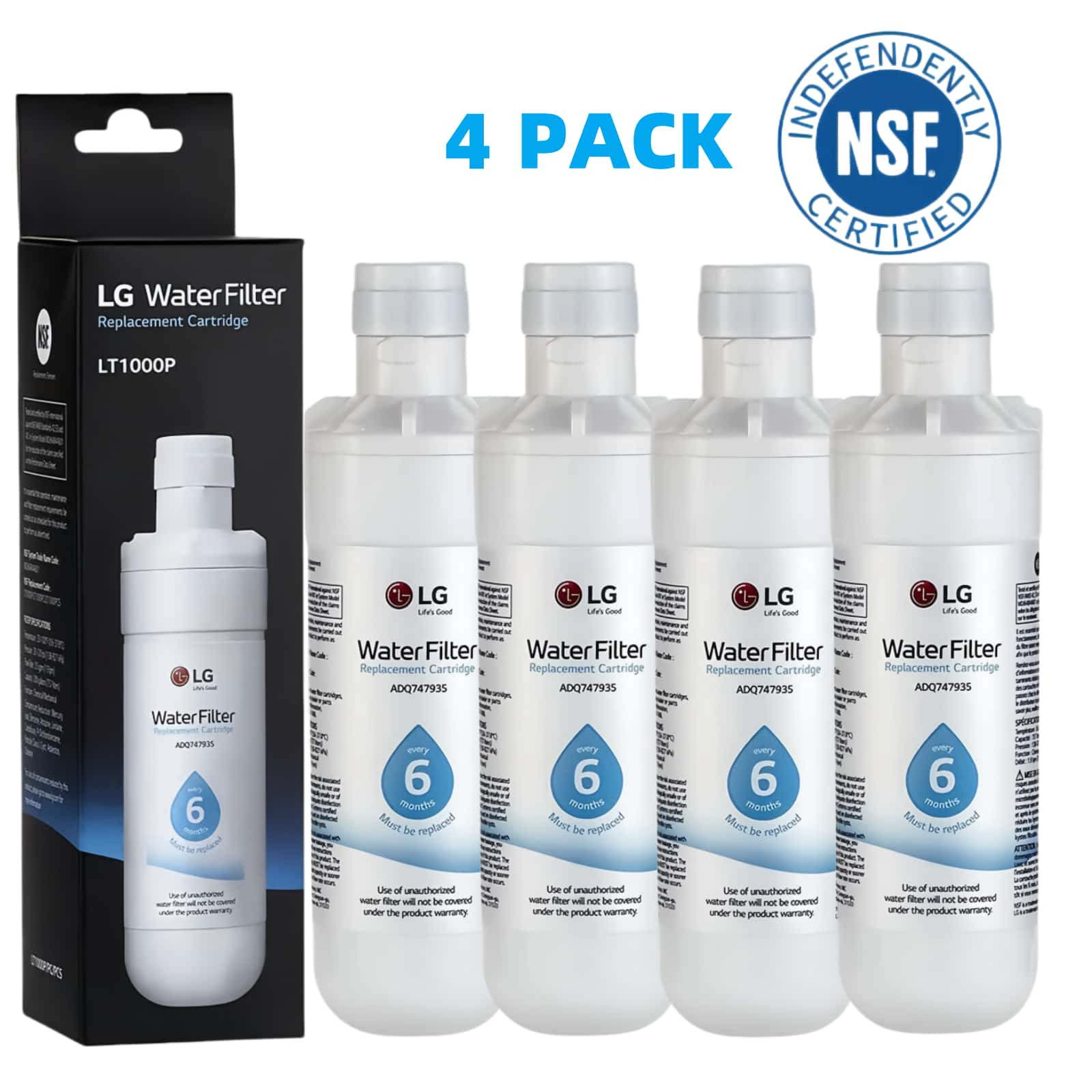 4PACKS Refresh Refrigerator Ice Water Filter For LG LT1000P ADQ747935 Brand New