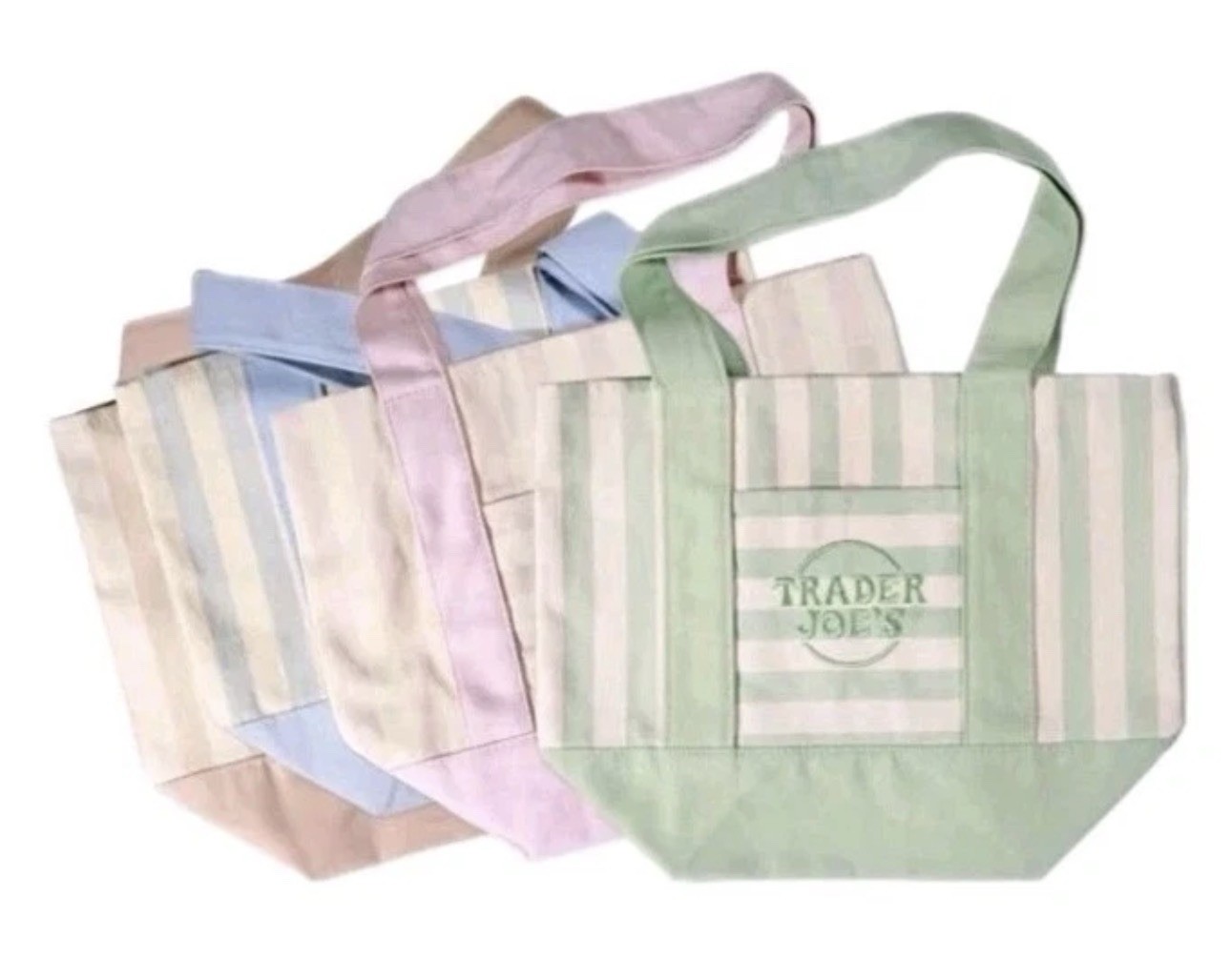 Trader Joe’s Mini Pastel Stripe Canvas Tote Bag Limited Edition Set Of 4