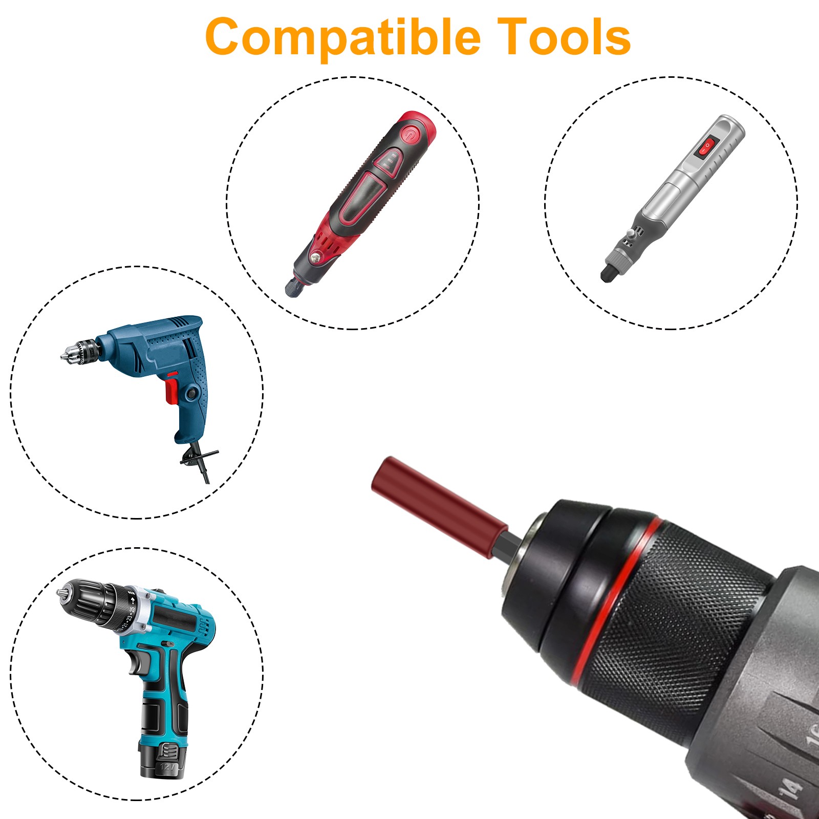 5pcs Magnetic Screwdriver Extension Drill Bit Holder 1/4″ Hex Shank 50-300mm